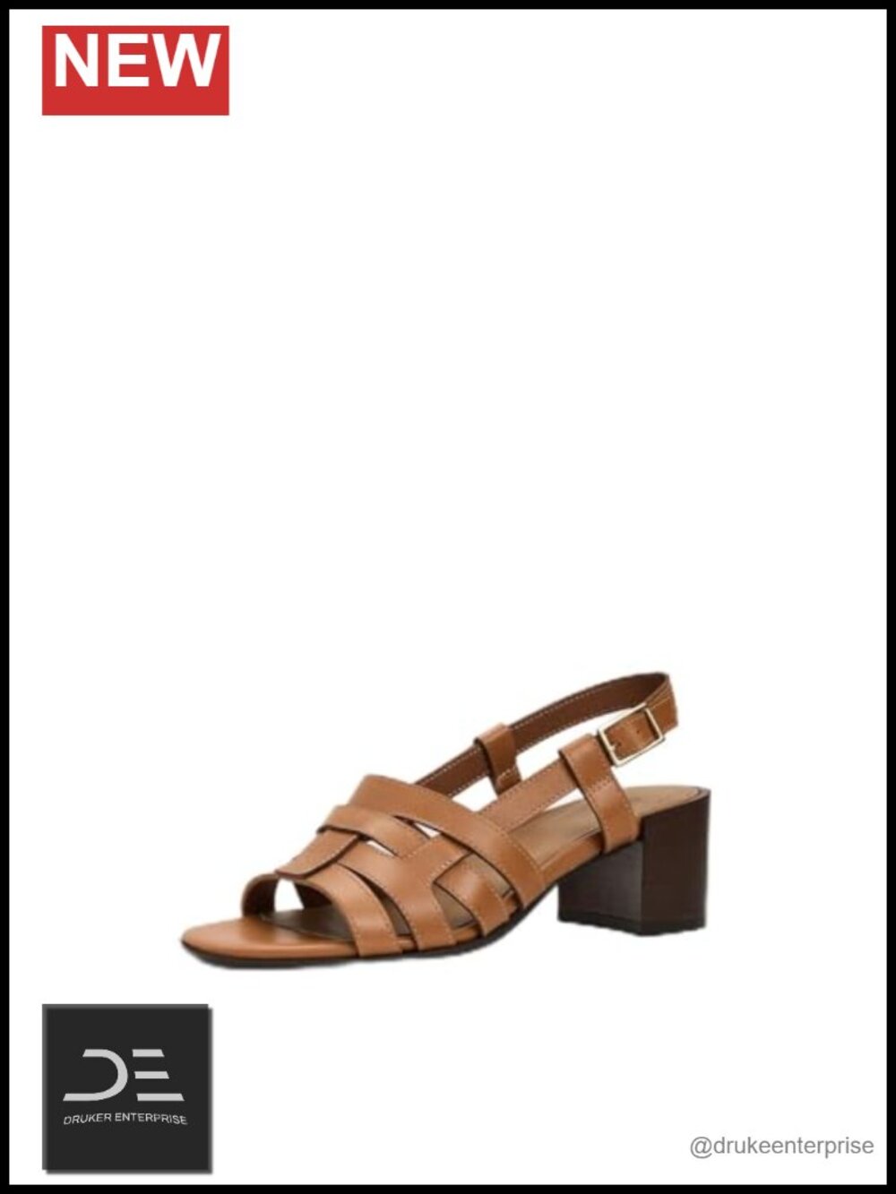 Leather Lined Round Toe Slingback Sandals with Block Heel 2.5"